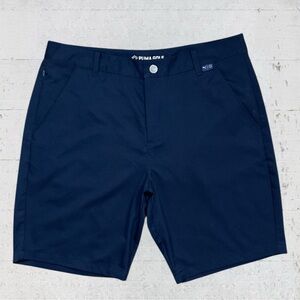 Puma Camino Golf 9” Performance Flat Front Shorts Navy Blue Size 34